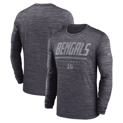 Футболка с длинным рукавом Cincinnati Bengals Nike Black Sideline Offensive Transition Velocity Dri-FIT