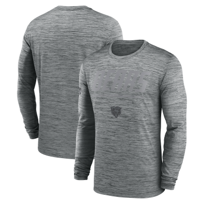 Футболка с длинным рукавом Chicago Bears Nike Gray Sideline Offensive Transition Velocity Dri-FIT