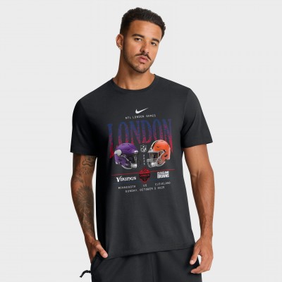 Minnesota Vikings vs. Cleveland Browns Nike Black International Games London 2025 T-Shirt