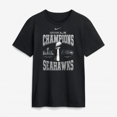 Seattle Seahawks Nike Black Super Bowl LX Champions Locker Room Trophy Collection Replica Tall T-Shirt