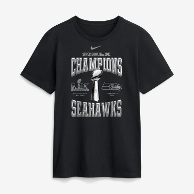 Футболка Seattle Seahawks Nike Black Super Bowl LX Champions Locker Room Trophy Collection Replica Tall