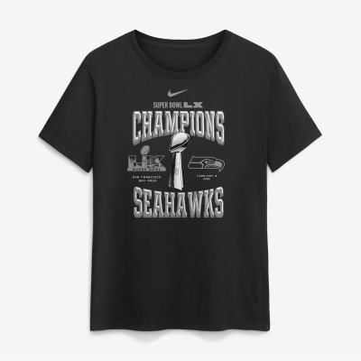  Женская футболка Seattle Seahawks Nike Black Super Bowl LX Champions Locker Room Trophy Collection