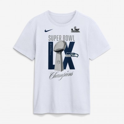 Seattle Seahawks Nike White Super Bowl LX Champions Lombardi Trophy T-Shirt