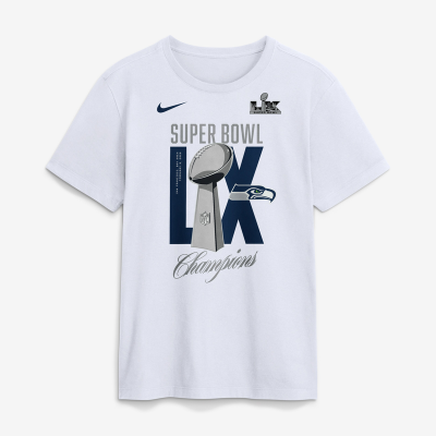 Футболка Seattle Seahawks Nike White Super Bowl LX Champions Lombardi Trophy 