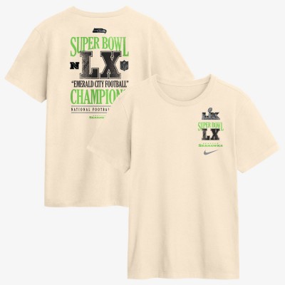 Seattle Seahawks Nike Natural Super Bowl LX Champions Long Ball T-Shirt