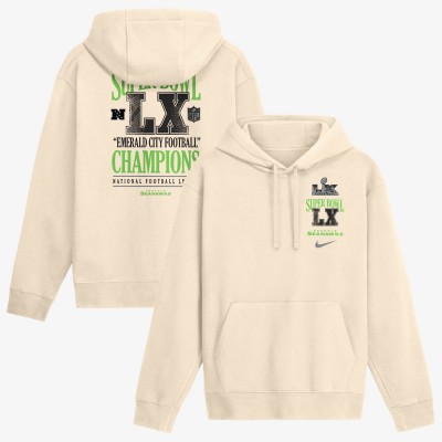 Толстовка Seattle Seahawks Nike Natural Super Bowl LX Champions Long Ball Club Fleece