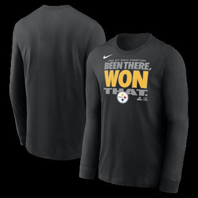 Pittsburgh Steelers Nike Black 2025 AFC North Division Champions Locker Room Trophy Collection Long Sleeve T-Shirt