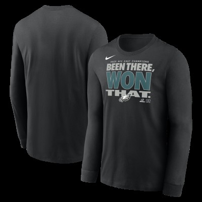 Philadelphia Eagles Nike Black 2025 NFC East Division Champions Locker Room Trophy Collection Long Sleeve T-Shirt