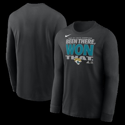 Jacksonville Jaguars Nike Black 2025 AFC South Division Champions Locker Room Trophy Collection Long Sleeve T-Shirt