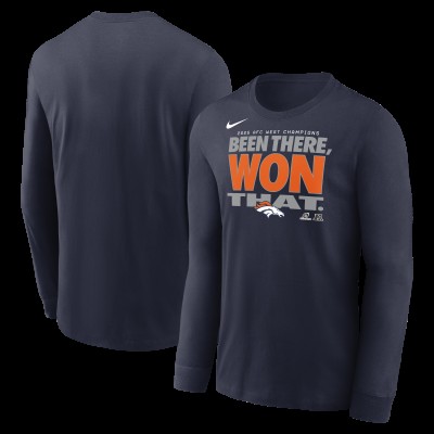 Denver Broncos Nike Navy 2025 AFC West Division Champions Locker Room Trophy Collection Long Sleeve T-Shirt