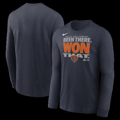 Chicago Bears Nike Navy 2025 NFC North Division Champions Locker Room Trophy Collection Long Sleeve T-Shirt