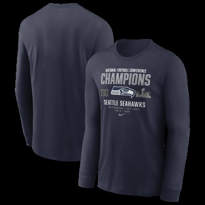 Seattle Seahawks Nike College Navy 2025 NFC Champions Team Nation Long Sleeve T-Shirt