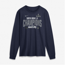 Футболка с длинным рукавом Seattle Seahawks Nike College Navy Super Bowl LX Champions Going Yard