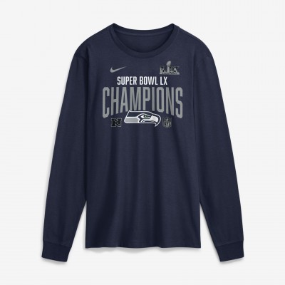Seattle Seahawks Nike College Navy Super Bowl LX Champions Going Yard Long Sleeve T-Shirt