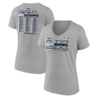 Женская Seattle Seahawks Fanatics Heather Gray Super Bowl LX Roster V-Neck T-Shirt