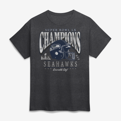 Футболка Seattle Seahawks Fanatics Heather Charcoal Super Bowl LX Champions Prestigious Run 