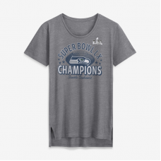 Женская футболка Seattle Seahawks Fanatics Heather Gray Super Bowl LX Champions Written Script Tri-Blend Scoop Neck