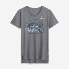 Женская Seattle Seahawks Fanatics Heather Gray Super Bowl LX Champions Written Script Tri-Blend Scoop Neck T-Shirt