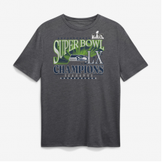 Футболка Seattle Seahawks Fanatics Heather Charcoal Super Bowl LX Champions Top Dogs Tri-Blend 