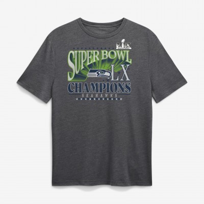 Seattle Seahawks Fanatics Heather Charcoal Super Bowl LX Champions Top Dogs Tri-Blend T-Shirt