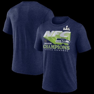 Seattle Seahawks Fanatics College Navy 2025 NFC Champions Quick Pass Tri-Blend T-Shirt