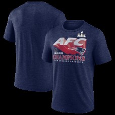 New England Patriots Fanatics Heather Navy 2025 AFC Champions Quick Pass Tri-Blend T-Shirt New England Patriots Fanatics Heather Navy 2025 AFC Champions Quick Pass Tri-Blend T-Shirt