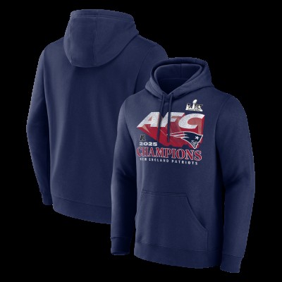 New England Patriots Fanatics Navy 2025 AFC Champions Quick Pass Hoodie