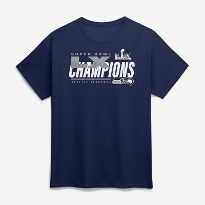 Seattle Seahawks Fanatics College Navy Super Bowl LX Champions Iconic Victory T-Shirt
