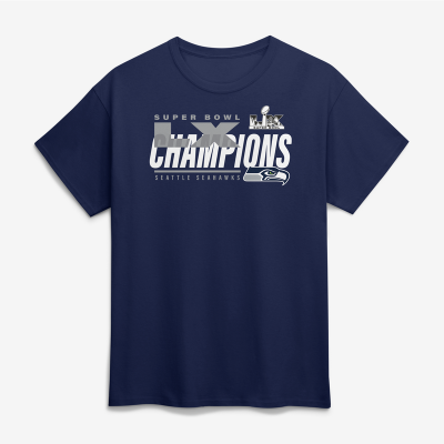 Футболка Seattle Seahawks Fanatics College Navy Super Bowl LX Champions Iconic Victory 