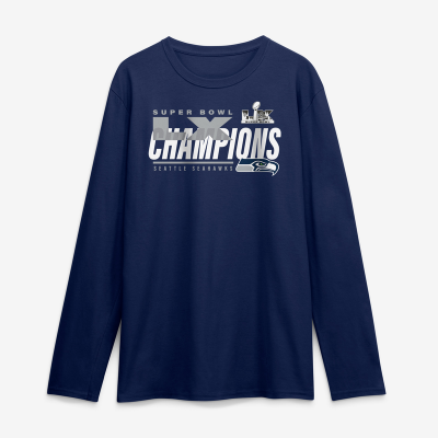 Футболка с длинным рукавом Seattle Seahawks Fanatics College Navy Super Bowl LX Champions Iconic Victory