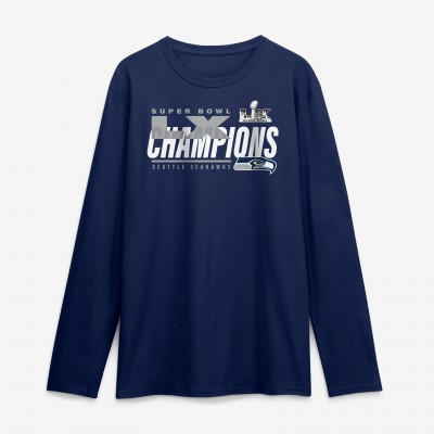 Seattle Seahawks Fanatics College Navy Super Bowl LX Champions Iconic Victory Long Sleeve T-Shirt