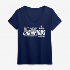 Женская Seattle Seahawks Fanatics College Navy Super Bowl LX Champions Iconic Victory V-Neck T-Shirt