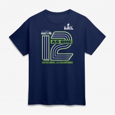 Seattle Seahawks Fanatics College Navy Super Bowl LX Champions Hometown On Top T-Shirt