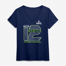 Женская Seattle Seahawks Fanatics College Navy Super Bowl LX Champions Hometown V-Neck T-Shirt