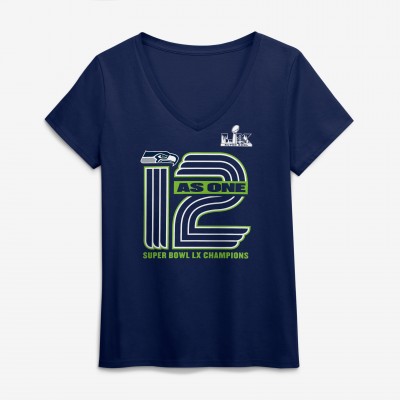 Женская Seattle Seahawks Fanatics College Navy Super Bowl LX Champions Hometown V-Neck T-Shirt