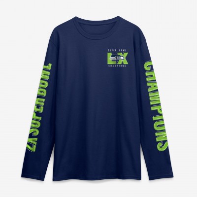 Seattle Seahawks Fanatics College Navy Super Bowl LX Champions Own The Moments Long Sleeve T-Shirt
