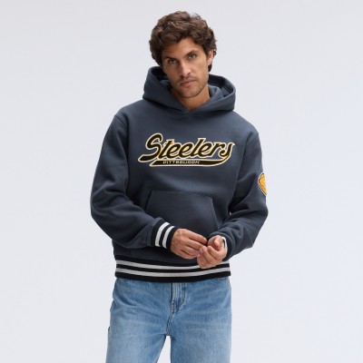 Pittsburgh Steelers Fanatics Charcoal IconicFleece Tipped Hoodie