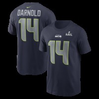 Seattle Seahawks Sam Darnold Nike College Navy Super Bowl LX Patch Name & Number T-Shirt