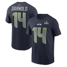 Seattle Seahawks Sam Darnold Nike College Navy Super Bowl LX Patch Name & Number T-Shirt Seattle Seahawks Sam Darnold Nike College Navy Super Bowl LX Patch Name & Number T-Shirt