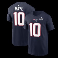 New England Patriots Drake Maye Nike Navy Super Bowl LX Patch Name & Number T-Shirt New England Patriots Drake Maye Nike Navy Super Bowl LX Patch Name & Number T-Shirt