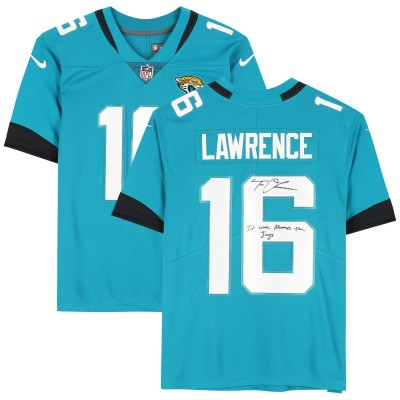 Trevor Lawrence Jacksonville Jaguars Autographed Fanatics Authentic Teal Nike Limited Jersey with It Was Always the Jags Inscription