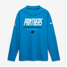 Carolina Panthers Nike Blue Sideline Game On Lightweight Long Sleeve Hooded Dri-FIT Top Carolina Panthers Nike Blue Sideline Game On Lightweight Long Sleeve Hooded Dri-FIT Top