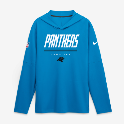 Carolina Panthers Nike Blue Sideline Game On Lightweight Long Sleeve Hooded Dri-FIT Top