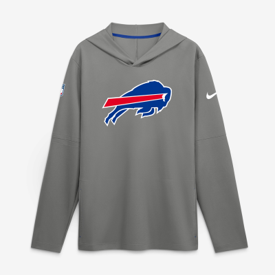 Buffalo Bills Nike Gray Tall Sideline Place Kicker Alternate Lightweight Hooded Long Sleeve Dri-FIT Top