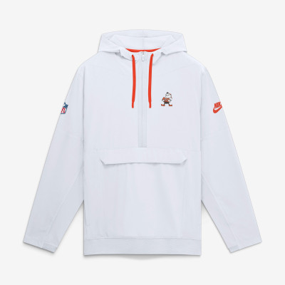 Куртка Cleveland Browns Nike White Sideline Broken Rules Alternate Anorak Half-Zip Hooded