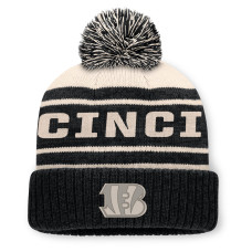 Шапка с помпоном Cincinnati Bengals Fanatics Black Cuffed Шапка с помпоном Cincinnati Bengals Fanatics Black Cuffed