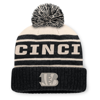Шапка с помпоном Cincinnati Bengals Fanatics Black Cuffed