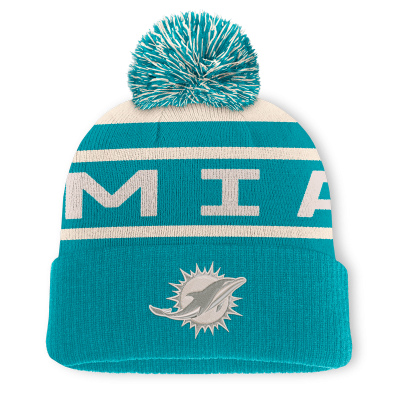 Шапка с помпоном Miami Dolphins Fanatics Aqua Cuffed