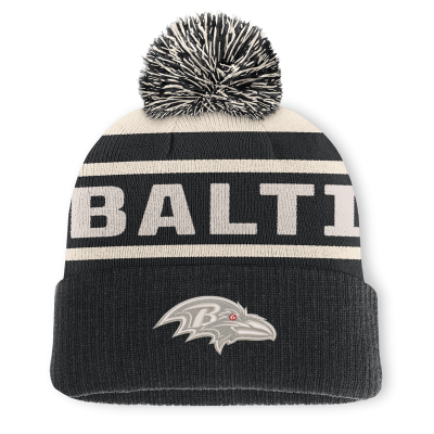 Шапка с помпоном Baltimore Ravens Fanatics Black Cuffed