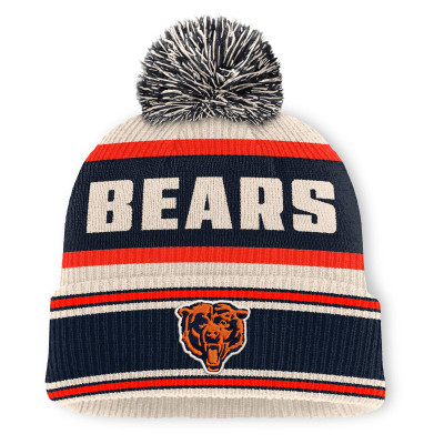 Шапка с помпоном Chicago Bears Fanatics Navy Heritage Parcel Cuffed